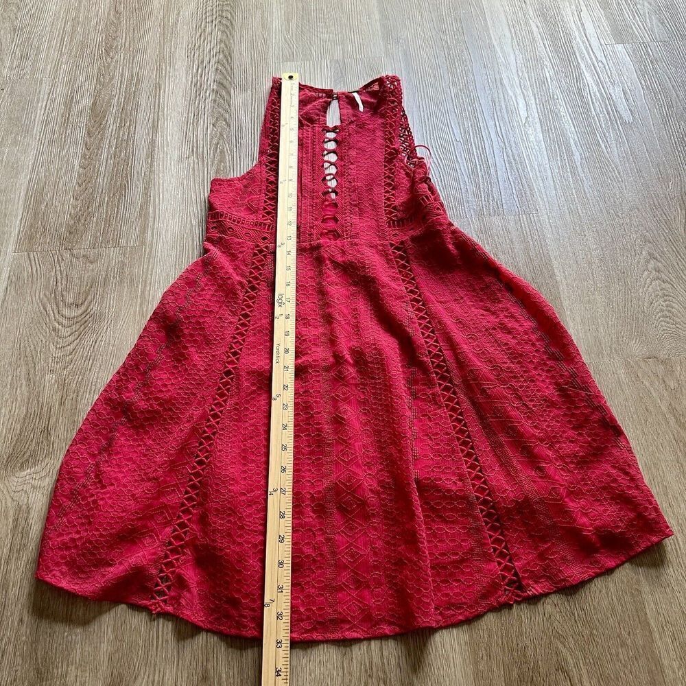 Free People Pink Rose Women's Size 0 Wherever You Go Crocheted Mini Dress Pocket - Picture 2 of 10